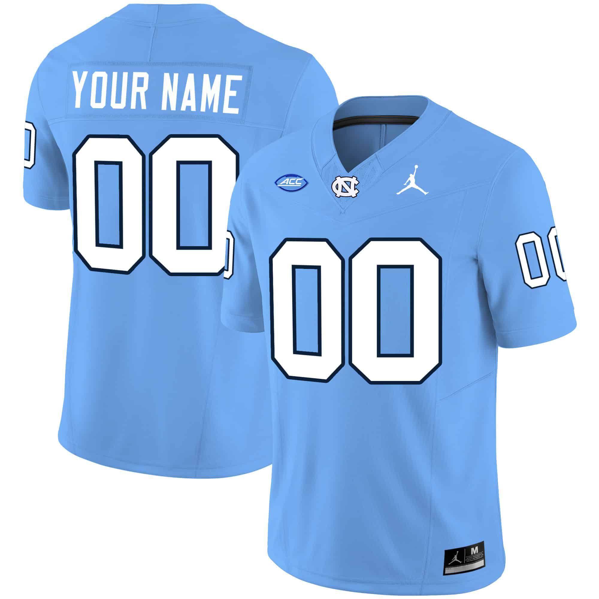 Men North Carolina Tar Heels Light Blue 2024 Vapor Limited Custom NCAA Jersey style 1->customized nfl jersey->Custom Jersey